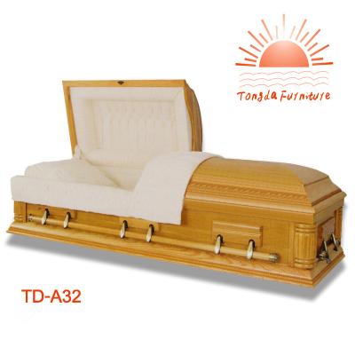 China American Style TD--A32 Customized Select Wooden Half Couch Caskets for sale