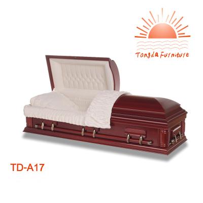 China Competitive Price American Solid Cherry Style TD-A17 Wooden Casket For Funeral Use for sale