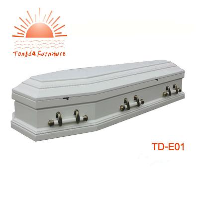 China European style TD--European style E01 solid paulownia wood coffin with white color for sale