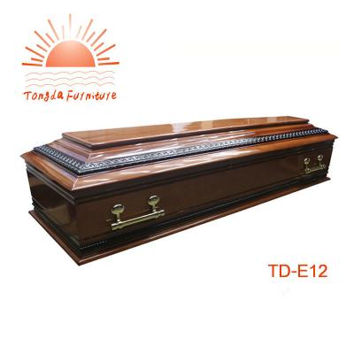 China European Style TD--Wholesale Solid E12 Cherry Wood Casket For Funeral Use for sale