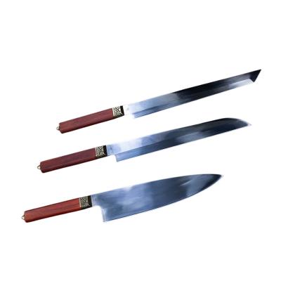 China 2023 viable combination of kitchen knife 14 inch sashimi steel knife Chinese mahogany three-piece kitchen handle stainless steel for sale