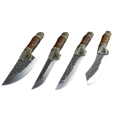 China 2023 Viable Chef Knife Chinese Custom Forged Hammer Wolf Head Kitchen Steel Bear Decoration Knife 4 Piece Set for sale