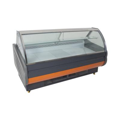 China Single-temperature factory direct sales factory price curved glass commercial meat display refrigerator for sale