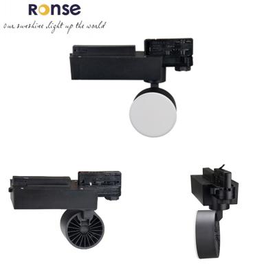 China Mini Black Design RONSE Ceiling Track System Mini Spot Track Light 20w 30w 40w Down Light COB Led Track Lighting 2700k 3000k 5000k for sale