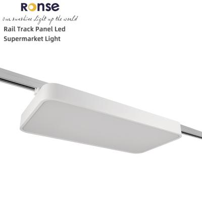 China Modern RONSE Led Supermarket Lighting Flat Panel Project Large Area Track Rail Fish Rotation 50w Supermarket Led Lighting for sale