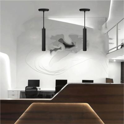 China Nordic RONSE Light Guide Bar Modern Indoor Hanging Lights Lamparas 12w 36w 48w Suspend Led Black Chandelier Pendant Light for sale