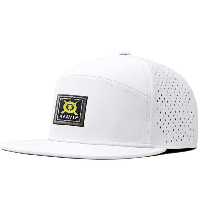 China Custom Wholesale Hot Sale Image Laser Hole Snapback Hat Mesh Trucker 6 Panels Flat Overflow Outdoor Sport 2023 Factory Customized Logo for sale