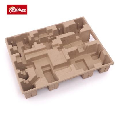 China Biodegradable Molded Pulp Packaging Tray Recycle Material Dry Pressed Biodegradable Industrial Consumer Electronics Packaging Trays for sale