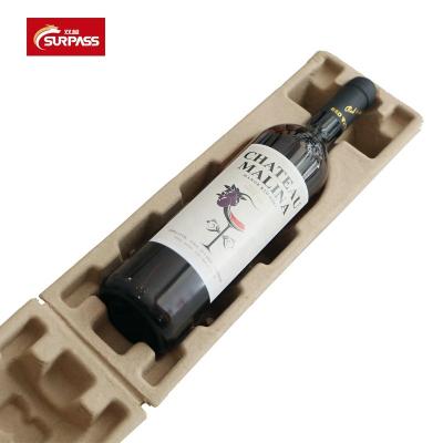 China Factory Price Biodegradable Molded Pulp Packing Tray Biodegradable Wine Shipping 1 Bottle Packing Boxes For Wine Glass for sale