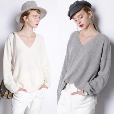 China Wholesale Custom Anti-pilling Knit V-Neck Fancy Pure Cashmere Organic Wool Women Sweater for sale