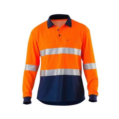 China Good Quality High Visibility Polyester QUICK DRY Long Sleeve Reflective Safety Polos With Vis Pocket Hi for sale