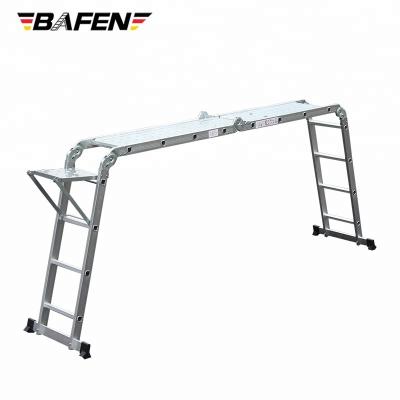 China Bafen Folding Ladders 3.56m Universal Aluminum Ladder Holds Up To 150 Kg Includes 2 Iron Plates EN 131 Standard Certified for sale