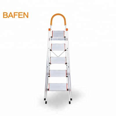 China The bafen folding ladders 5 step household aluminum ladder for sale