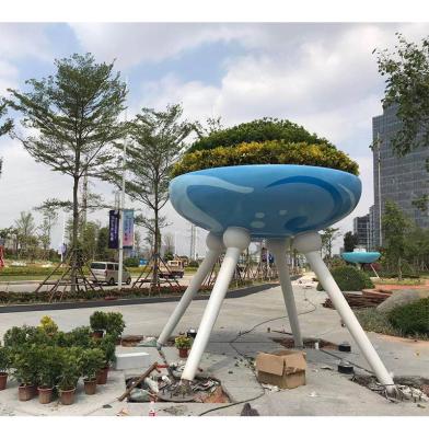 China Modern Minimalist Park Statue Outdoor Metal The Steel Flowerpot Garden Art for sale