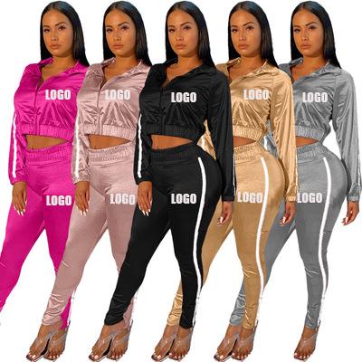 China 2021 QUICK DRY Two Piece Jogger Set Sweat Suit Clothes Fall Autumn Clothes 2 Pieces Set Women Clothing for sale