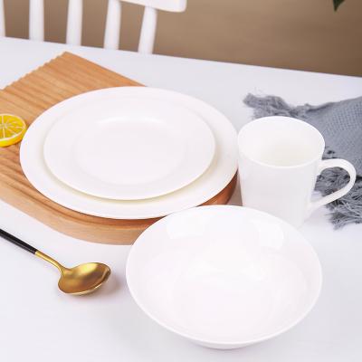 China CANHUI Factory Supply Porcelain Round Tableware Set Home Viable Bone China Tableware White Ceramic Dinner Set for sale