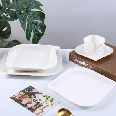 China CANHUI Good Quality Bone China Dinnerware Set Hotel Viable White Restaurant Serving Set Home Ceramic Dinnerware Tableware for sale