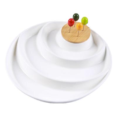 China CANHUI Sustainable High Quality Tableware Ceramic Snack Serving Tray Ceramics Porcelain White Plate for Fruit Dessert for sale