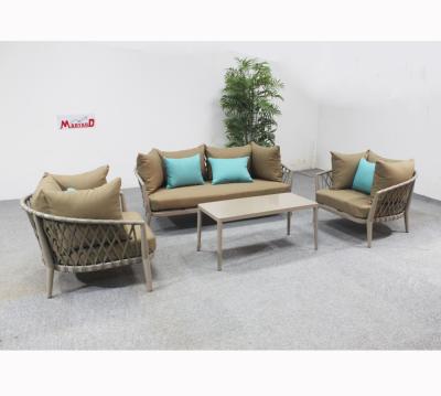 China Contemporary Rope Woven Aluminum Frame Leisure Lounge Sofa Set Outdoor Garden Furniture for sale