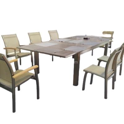 China Contemporary high end anodized outdoor extension table and chairs set for sale