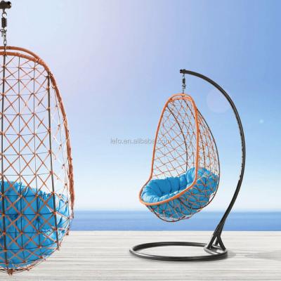 China Black Outdoor Decor Furniture Garden Hanging Basket Rattan UV Resistant And Water Resistant Frame for sale