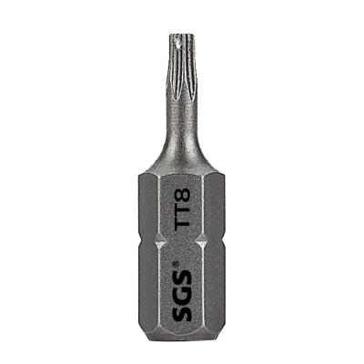 China SGS Source Factory 6.35mm S2 Hardware 25mm Strong Magnetic Single Head Industrial Torx Screwdriver Bit for sale