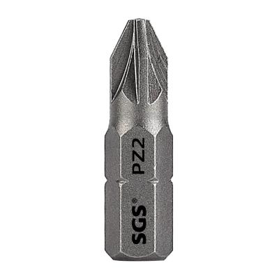 China Factory 6.35mm S2 Source SGS Strong Magnetic Material 25mm Strong Magnetic Single Head Industrial Pozi Screwdriver Bit for sale