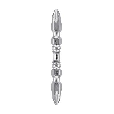 China SGS Source Factory 6.35mm Material S2 65MM-150MM Double Bead Nickel Double Head PH2 Magnetic Industrial Screwdriver Bit for sale