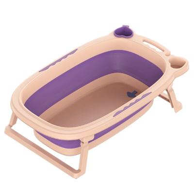 China Viable Large Size Plastic Toddler Baby Newborn Foldable Portable Plastic Bathtub Set With Thermometer for sale