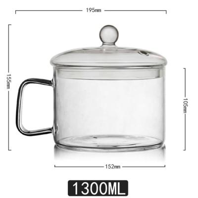 China Wholesale Borosilicate Long Lasting Double Hot Transparent Clear Ear Size Cooking Pot Borosilicate Pyrex Glass Cooking Pot for sale