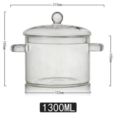 China Borosilicate Large Double Size Sustainable Borosilicate Transparent Clear Ear Cooking Pot Borosilicate Pyrex Glass Cooking Pot for sale