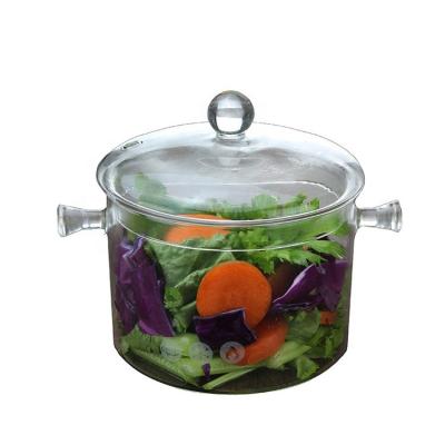 China Sustainable Kitchen 1000ml Glass Cooking Pot With Double Transparent Ears for sale