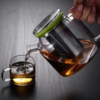 China Hot Selling Viable Borosilicate Glass Teapot Pyrex Glass Teapot With Infuser for sale