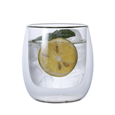 China Wall Heatable High Quality Double Glass Cup Handmade Borosilicate Glass Mug for sale