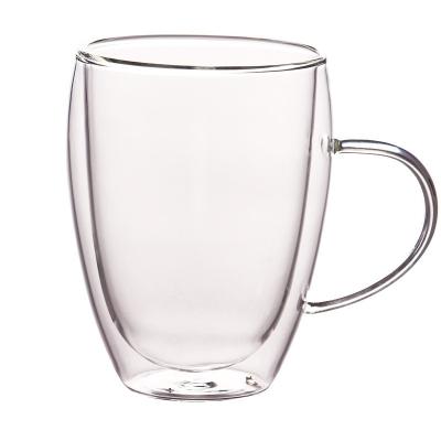 China Wholesale Sustainable Clear Double Wall Glass Mug High Borosilicate Glass Cup for sale