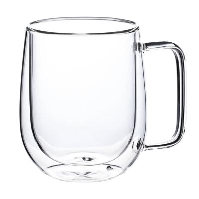 China Viable Double Wall Glass 250ml Coffee Mug With Logo Glass Double Wall Tea Cup Glass Mugs for sale