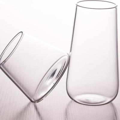 China Sustainable Double Glass Insulated Transparent Glass Milk Ice Cream Drink Oval Cup for sale