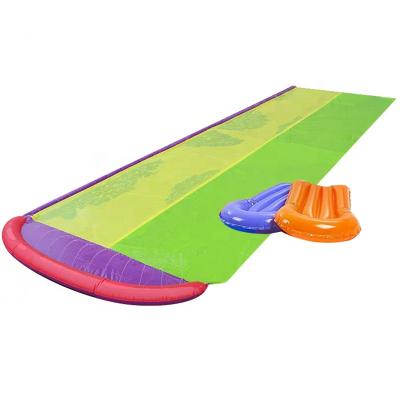 China 2022 PVC Hot Splash Justware Inflatable Slide and Slide Backyard Toys Double Lane 16ft Plastic Lawn Inflatable Water Slide for sale