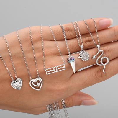 China Trendy New Design Geometry Heart Pendant 925 Sterling Silver Fashion Fine Jewelry Popular Handmade Necklaces For Women for sale