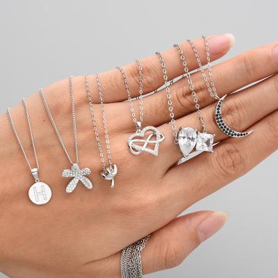 China New Arrivals CLASSIC Infinity Heart Symbol Letter Star Moon Flower Zircon Pendant Sterling Silver 925 Custom Chain Necklace for sale