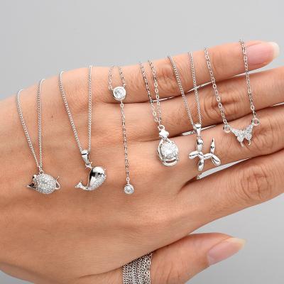 China Hot Selling Cute Animal Pendant 925 Sterling Silver Cute Balloon Dog Whale Butterfly CZ Jewelry Coupon Necklace for sale