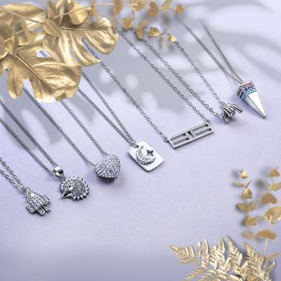 China Wholesale FASHIONABLE Triangle Tasty Hedgehog Moon Star Heart Knot Chain Statement Jewelry Sterling Silver 925 Pendant Jewelry for sale