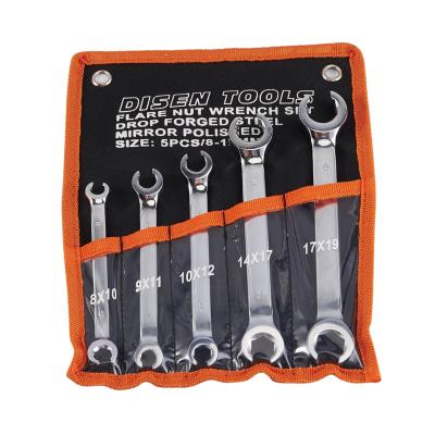 China Unrated Factory Made Metal Flare Nut Wrench 5pcs Set for sale