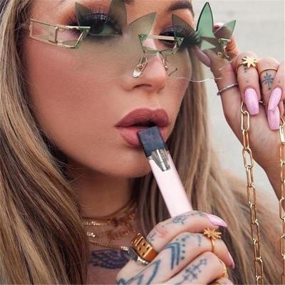 China 2021 Fashion Sunglasses Steampunk Gradient Glass UV400 Shades Club Party Sun Glass Metal Maple Leaf Rimless Sunglasses for sale