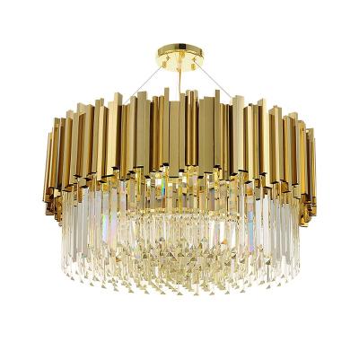 China Modern High Quality Custom Classic Multi Tiers Surround Restaurant Crystal Bronze Chandeliers Iron Metal Pendant Lamp for sale