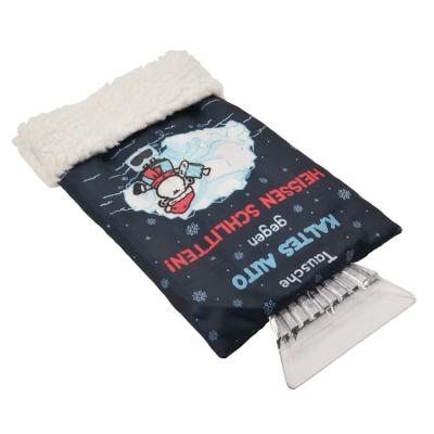 China Custom Logo Eco-Friendly Fabric 210D Oxford Plastic Ice Scraper With Glove Windshield Snow Scrapers Ice Scraper Mitt for sale