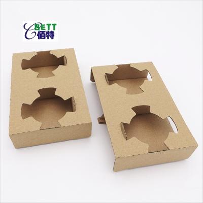 China Disposable Biodegradable 2 Cups 4 Cups Pack Corrugated Kraft Cardboard Paper Cup Carrier Holder Tray Holder for sale