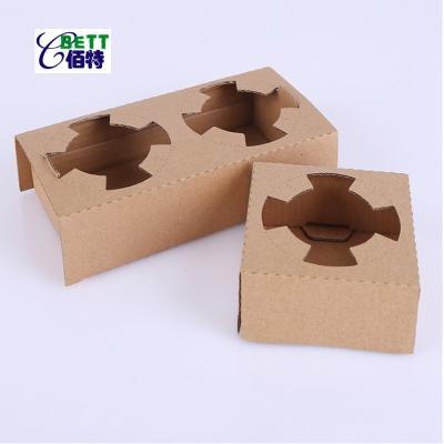 China Disposable Biodegradable 2 Cups 4 Cups Pack Corrugated Kraft Cardboard Paper Cup Carrier Holder Tray Holder for sale