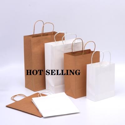 China Brown Shopping Takeout Twisted Paper Bags Handle Wrapping Paper Food Grocery Bakery Shoes Gifts Biodegradable Wine Clothes for sale