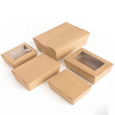 China Biodegradable Brown Kraft Proof Disposable Lunch Box Leaking Fast Foods With Window And Without Window for sale